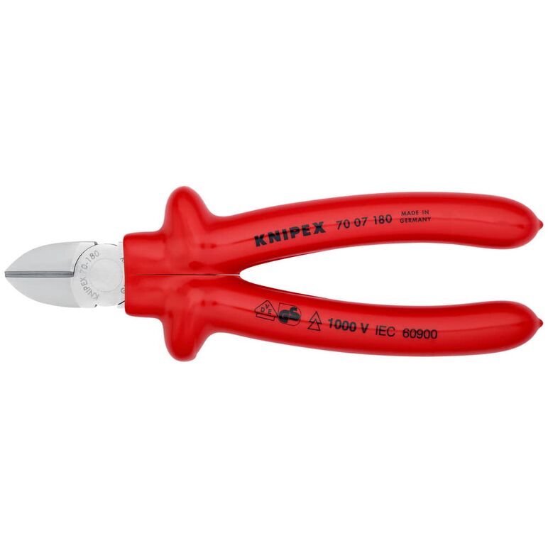 KNIPEX 70 07 180 Seitenschneider tauchisoliert, VDE-geprüft verchromt 180 mm, image _ab__is.image_number.default