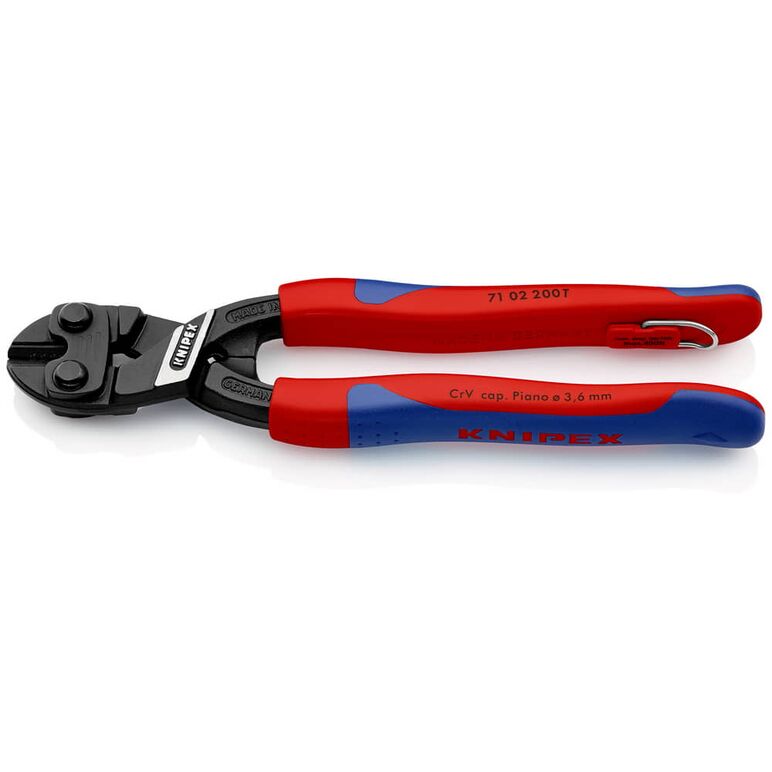 KNIPEX 71 02 200 T CoBolt® Kompakt-Bolzenschneider mit schlanken Mehrkomponenten-Hüllen, mit integrierter Befestigungsöse zum Anbringen einer Absturzsicherung schwarz atramentiert 200 mm, image 