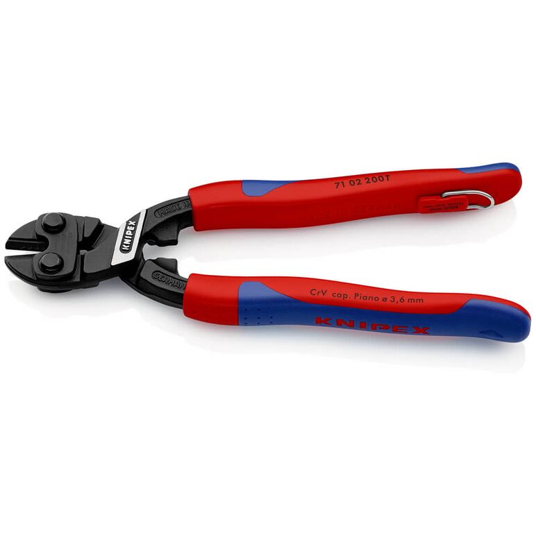 KNIPEX 71 02 200 T CoBolt® Kompakt-Bolzenschneider mit schlanken Mehrkomponenten-Hüllen, mit integrierter Befestigungsöse zum Anbringen einer Absturzsicherung schwarz atramentiert 200 mm, image _ab__is.image_number.default