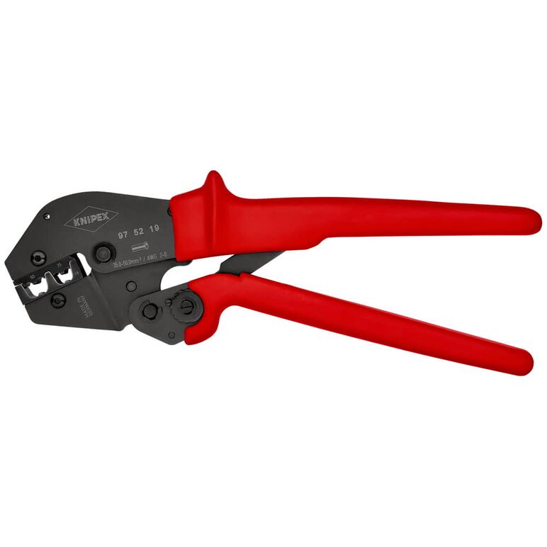 KNIPEX 97 52 19 Crimpzange auch für Zweihandbedienung mit rutschhemmenden Kunststoff-Hüllen brüniert 250 mm, image 