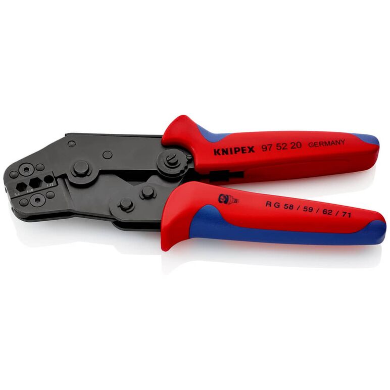 KNIPEX 97 52 20 Crimpzange kurze Bauform mit Mehrkomponenten-Hüllen brüniert 195 mm, image _ab__is.image_number.default