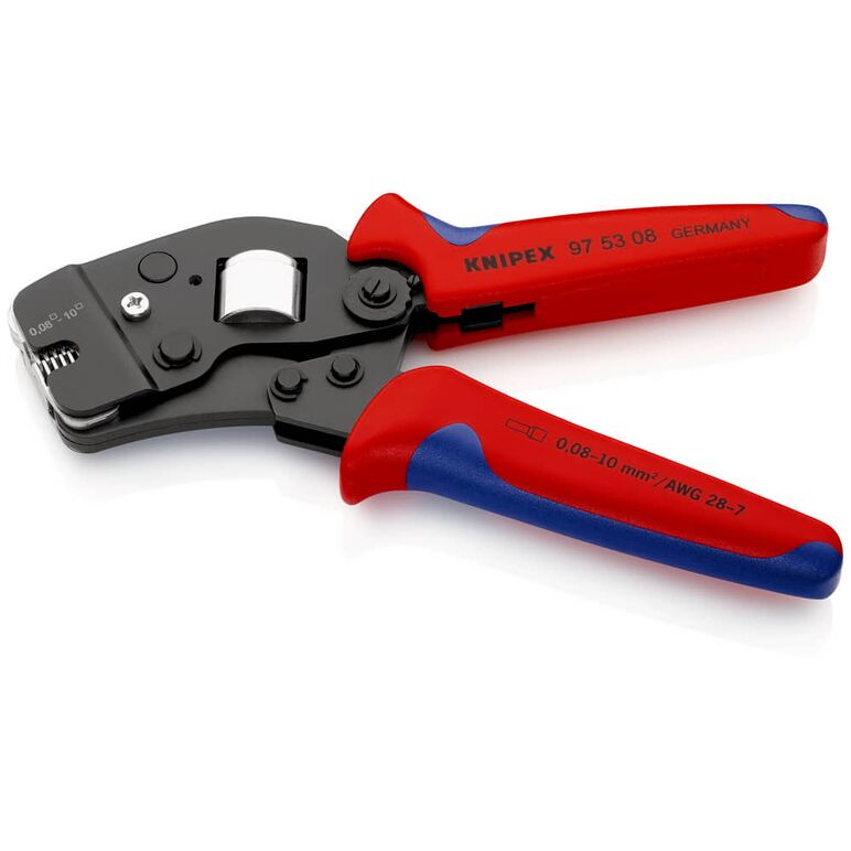 KNIPEX 97 53 08 Selbsteinstellende Crimpzange für Aderendhülsen mit Fronteinführung mit Mehrkomponenten-Hüllen brüniert 190 mm, image _ab__is.image_number.default