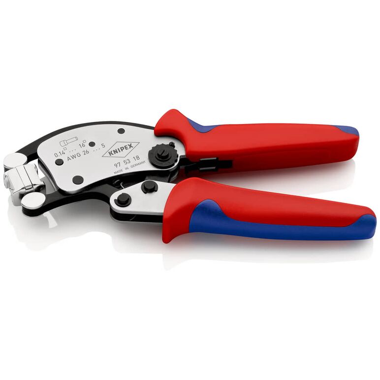 KNIPEX 97 53 18 SB Twistor16® Selbsteinstellende Crimpzange für Aderendhülsen mit drehbarem Crimpkopf mit Mehrkomponenten-Hüllen verchromt 260 mm, image _ab__is.image_number.default