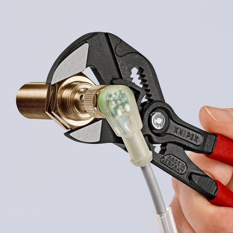 KNIPEX 86 01 180 Zangenschlüssel Zange und Schraubenschlüssel in einem Werkzeug mit Kunststoff überzogen schwarz atramentiert 180 mm, image _ab__is.image_number.default