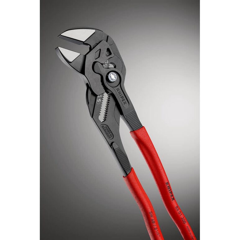 KNIPEX 86 01 300 Zangenschlüssel Zange und Schraubenschlüssel in einem Werkzeug mit rutschhemmendem Kunststoff überzogen schwarz atramentiert 300 mm, image _ab__is.image_number.default