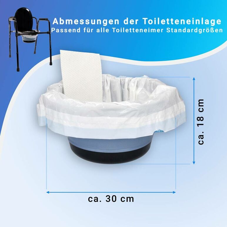 Toiletteneinlagen mit Superabsorbierenden Unterlagen, 2 Rollen, 20 Stück pro Rolle, Einlage 59 x 38 cm, mit Kordelzug, in weiß, blau, image _ab__is.image_number.default