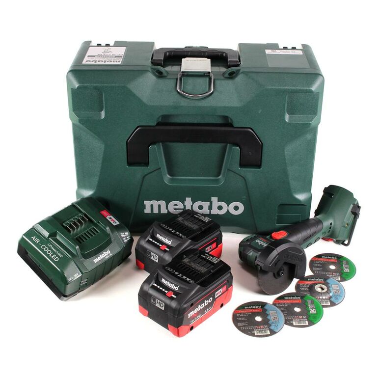 Metabo CC 18 LTX Akku Winkelschleifer 18 V 76 mm Brushless + 2x Akku 5,5Ah + Ladegerät + MetaLoc, image 