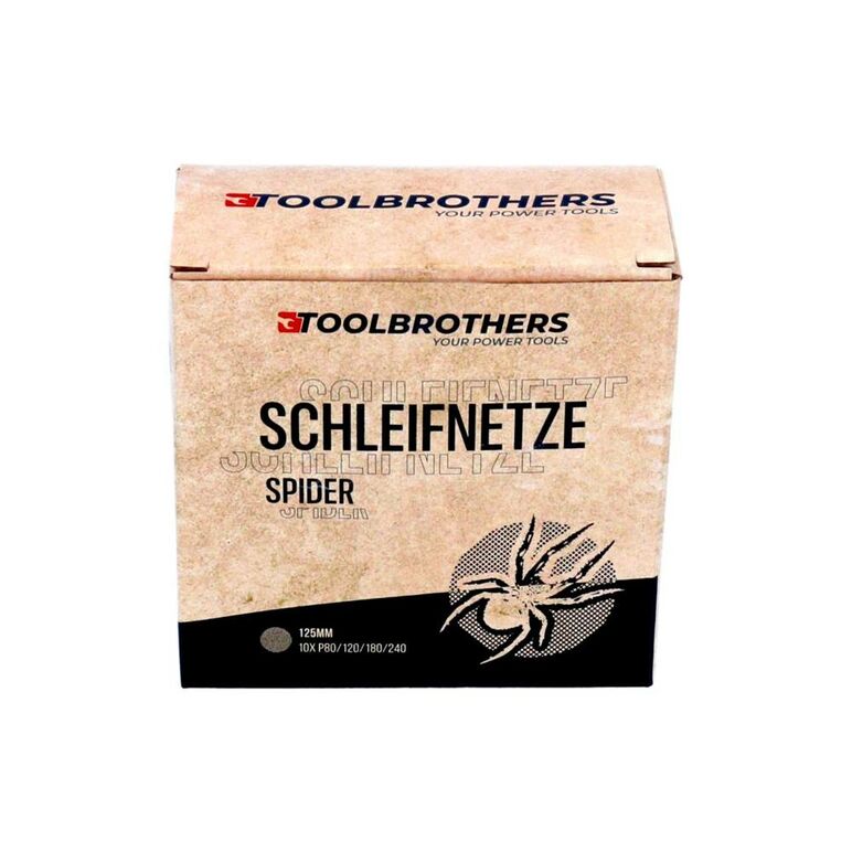 Toolbrothers SPIDER Schleifset Netz 125 mm Klett je 10x P80 / P120 / P180 / 240 für Hartholz, Weichholz, Lack, Stein, Stahl, Aluminium, Furnier, image _ab__is.image_number.default