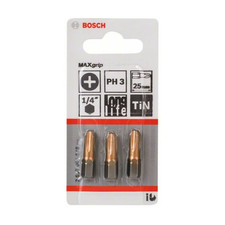 Bosch Phillips MaxGrip Bit, L25 mm, 1/4" Antrieb, 3er Pack, image _ab__is.image_number.default