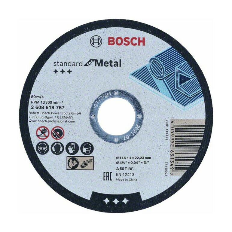 Bosch Trennscheibe gerade, Standard for Metal 115 mm, 22.23 mm., image 