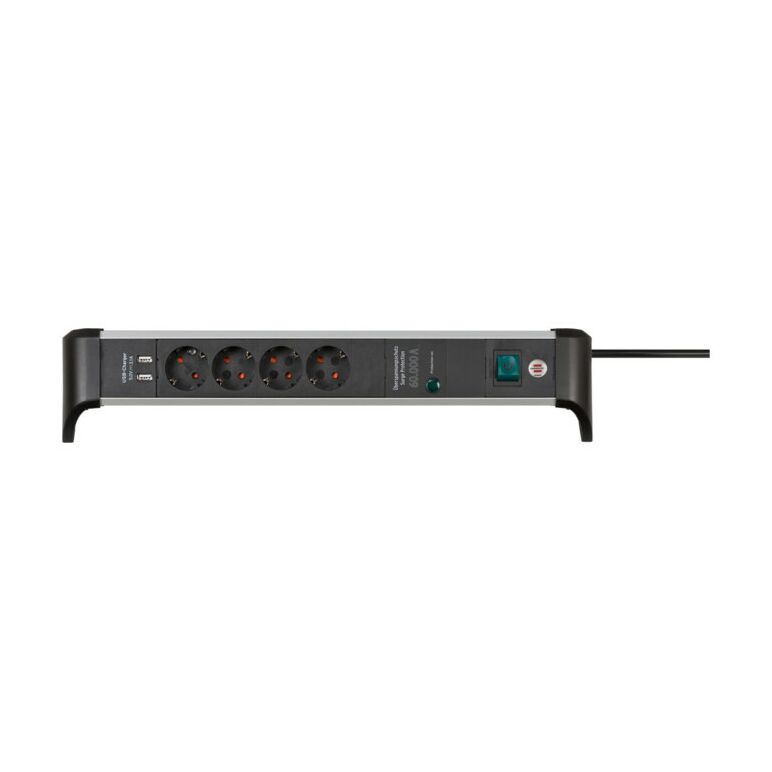 Brennenstuhl Alu-Office-Line Steckdosenleiste 4-fach mit USB und Überspannungsschutz, image 