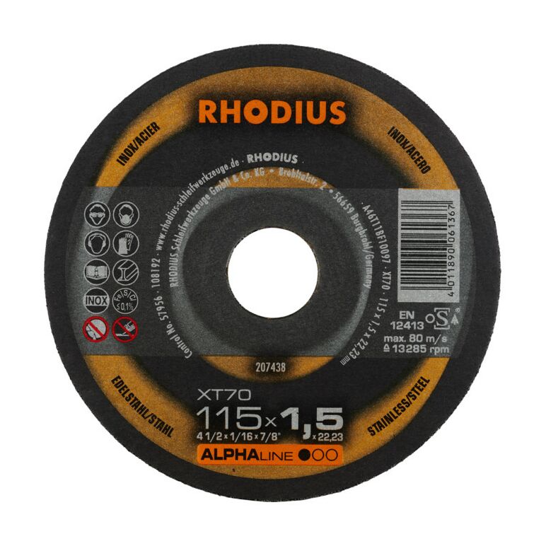 RHODIUS ALPHAline XT70 Extradünne Trennscheibe 115 x 1,5 x 22,23 mm, image 