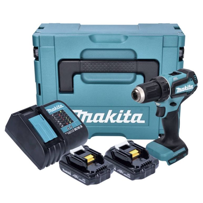 Makita DDF 485 SYJ Akku Bohrschrauber 18 V 50 Nm Brushless + 2x Akku 1,5 Ah + Ladegerät + Makpac, image 