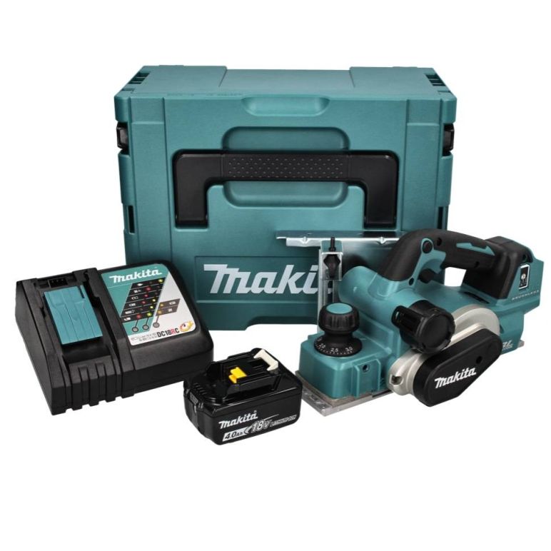 Makita DKP 181 RM1J Akku Hobel Falzhobel 82 mm 18 V Brushless + 1x Akku 4,0 Ah + Ladegerät + Makpac, image 