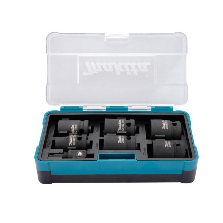 Makita B-69733 Blue Black Steckschlüssel Set 7 tlg. 1/2" 13 17 19 21 22 24 mm, image 