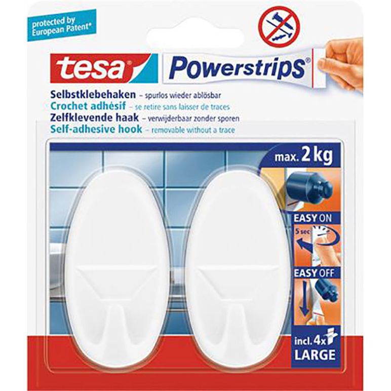 Tesa - Powerstrips Haken Large Oval weiss, image 