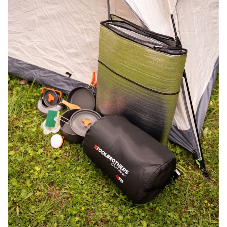 [BUNDLE] Toolbrothers Outdoor-Set Camping Zelt 2 Personen Hydrauliksystem mit Isoliermatte+Schlafsack+Geschirr Set 10-tlg & LED Campinglampe, image _ab__is.image_number.default