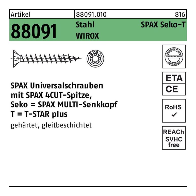 SPAX Schraube R 88091 Senkkopf/T-STAR TG, image 