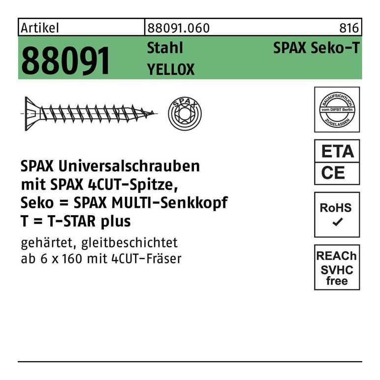 SPAX Schraube R 88091 Senkkopf/T-STAR, image 
