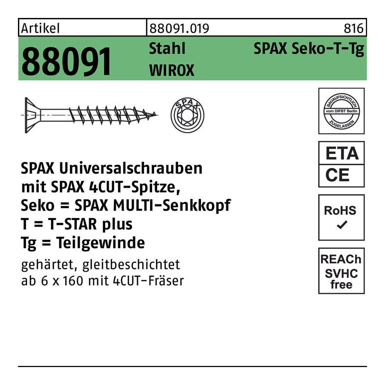 SPAX Schraube R 88091 Senkkopf/T-STAR TG, image 