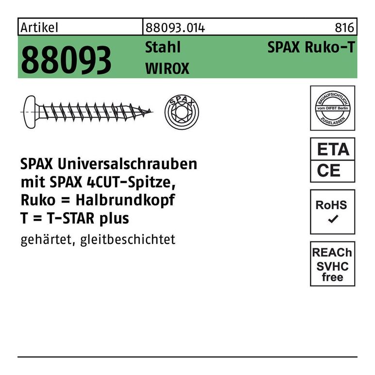 SPAX Schraube R 88093 Ruko m.Spitze/T-STAR, image 