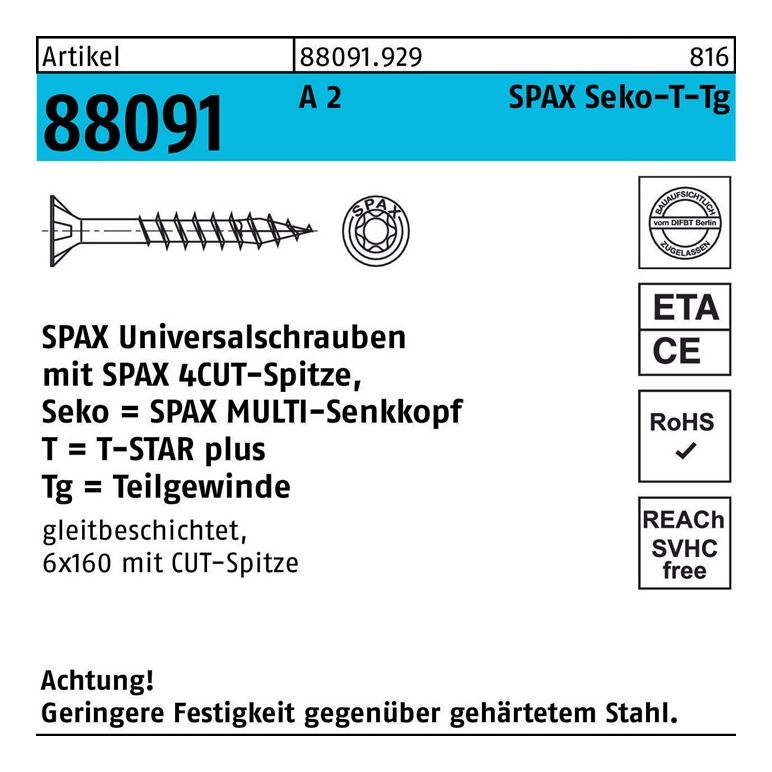 SPAX Schraube R 88091 Senkkopf T-STAR TG, image 