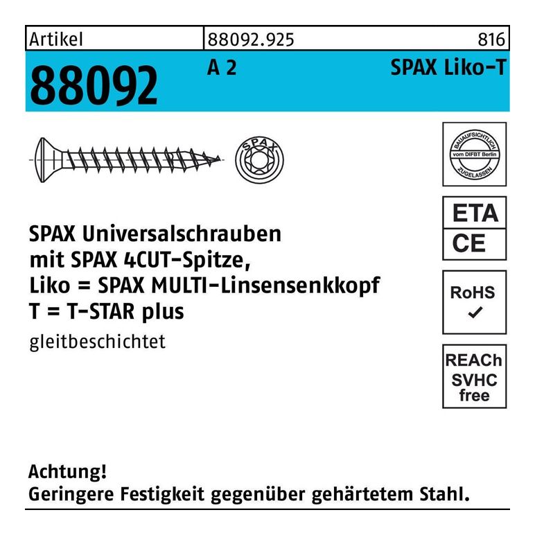 SPAX Schraube R 88092 Linsenkopf/T-STAR, image 