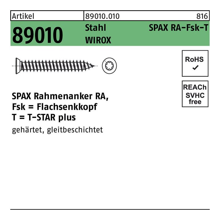 SPAX Rahmenanker R 89010 SEKO T-STAR plus, image 