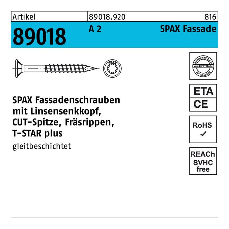 SPAX Fassadenschraube R 89018 LISEKO T-STAR, image 