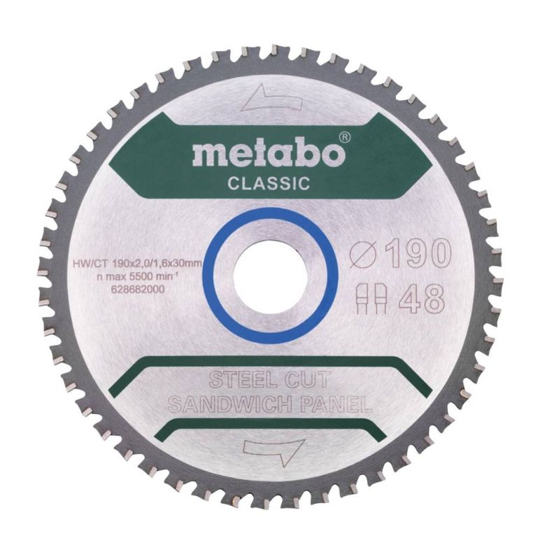 Metabo Steel Cut / Sandwich Panel - Classic Kreissägeblatt 190 x 30 mm Z48 ( 628682000 ) FZ/FA 4°, image 