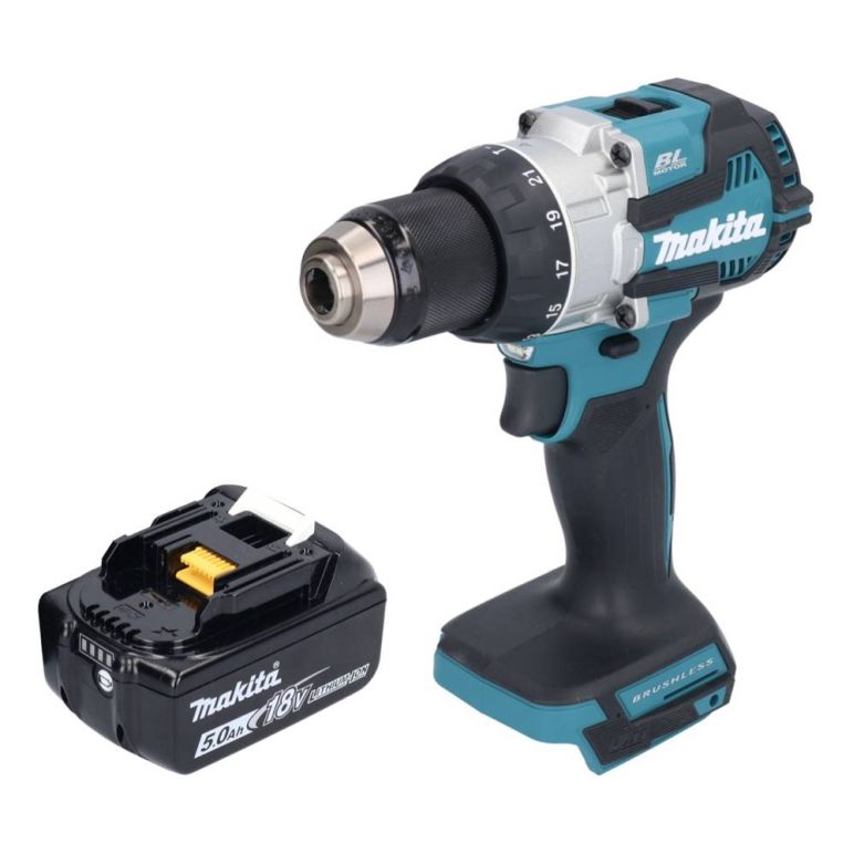 Makita DHP 489 T1 Akku Schlagbohrschrauber 18 V 73 Nm Brushless + 1x Akku 5,0 Ah - ohne Ladegerät, image 