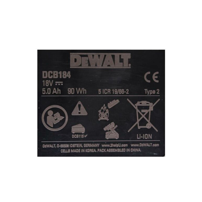 Dewalt DCB 184 Akku 18 V 5 Ah / 5000 mAh XR Li-Ion + Dewalt DCB 115 XR Ladegerät, image _ab__is.image_number.default