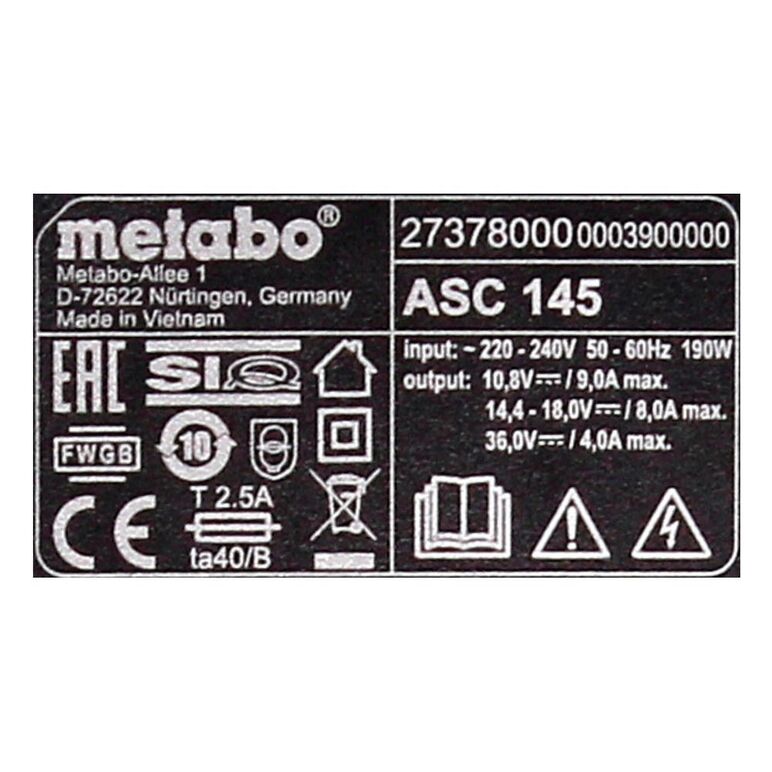 Metabo ASC 145 Ladegerät 12 - 36V, image _ab__is.image_number.default