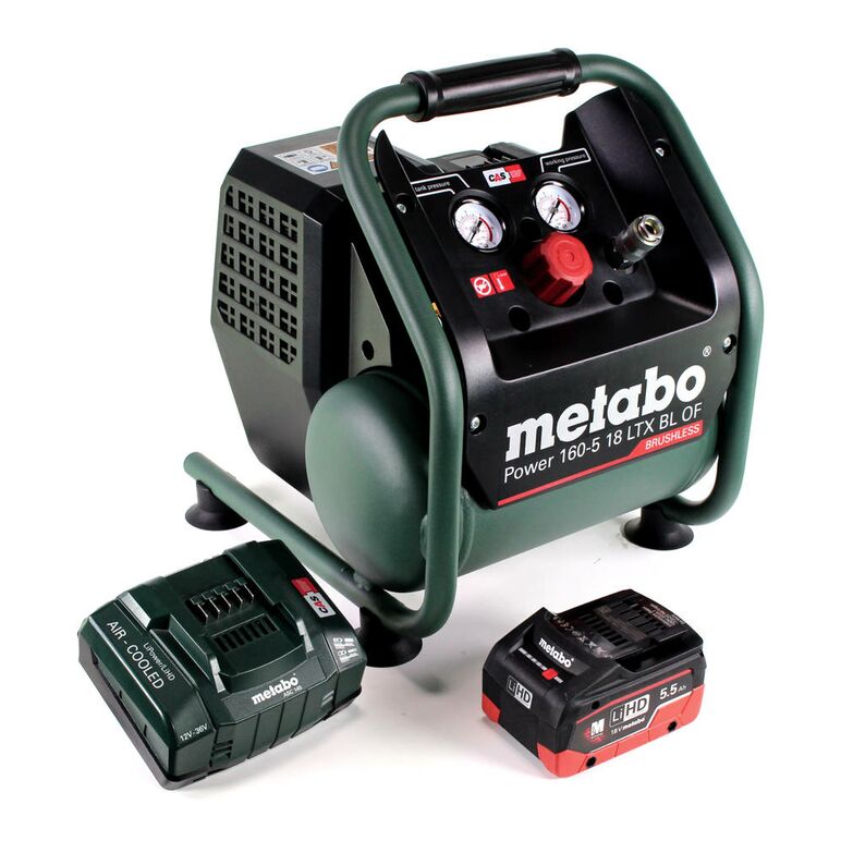 Metabo Power 160-5 18 LTX BL OF Akku-Kompressor 18V Brushless 8bar + 1x Akku 5,5Ah + Ladegerät, image 