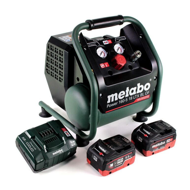Metabo Power 160-5 18 LTX BL OF Akku-Kompressor 18V Brushless 8bar + 2x Akku 5,5Ah + Ladegerät, image 