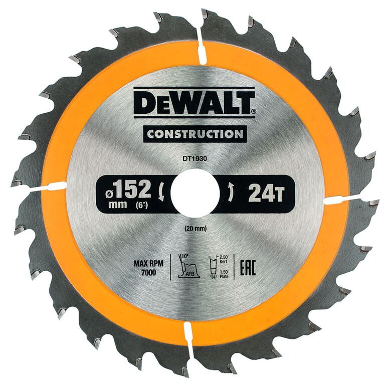 DeWalt DT1930 Kreissaegeblatt Handkr. 152/20mm 24WZ, image 