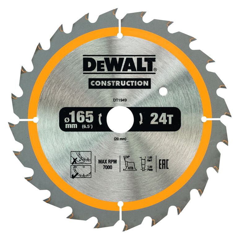 DeWalt DT1949 Kreissaegeblatt Akku 165/20mm 24WZ, image 