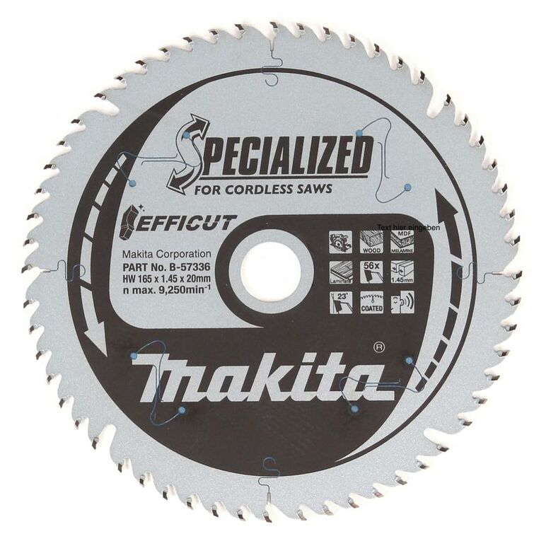 Makita EFFICUT Kreissägeblatt für Holz 165 x 20 x 1,45 mm 56 Zähne ( B-57336 ), image 