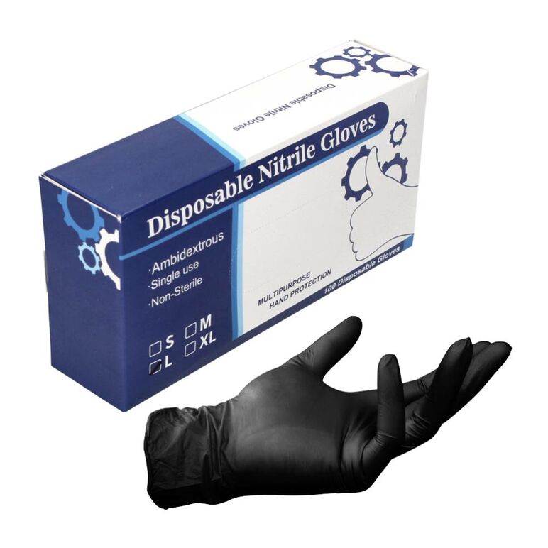 Nitril Einweg Handschuhe Schwarz / Black 100 Stück Größe L / Large - nicht Steril, image 