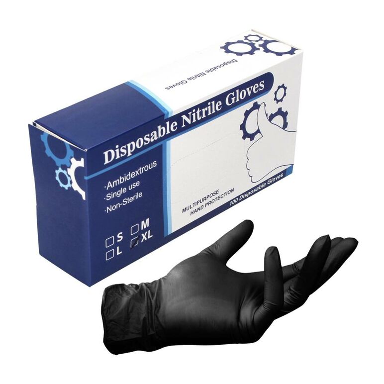 Nitril Einweg Handschuhe Schwarz / Black 100 Stück Größe XL / Extra Large - nicht Steril, image 
