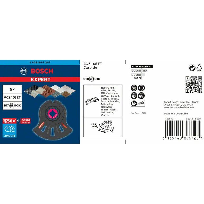 Bosch EXPERT Starlock Carbide Segmentsägeblatt Multimaterial ACZ105ET 5Stk (2 608 664 207), image _ab__is.image_number.default