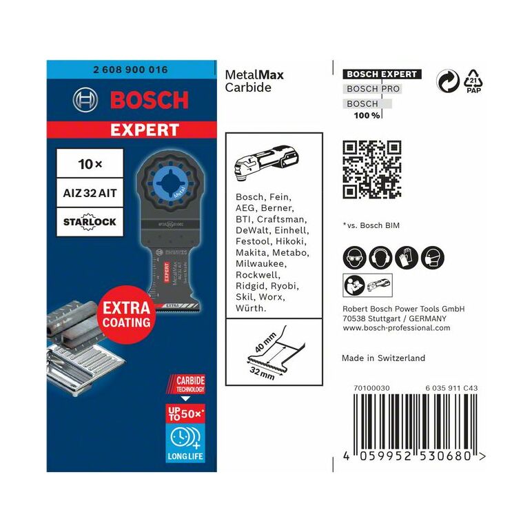 Bosch EXPERT Starlock Carbide Extra Tauchsägeblatt Metal AIZ32AIT 10Stk (2 608 900 016), image _ab__is.image_number.default