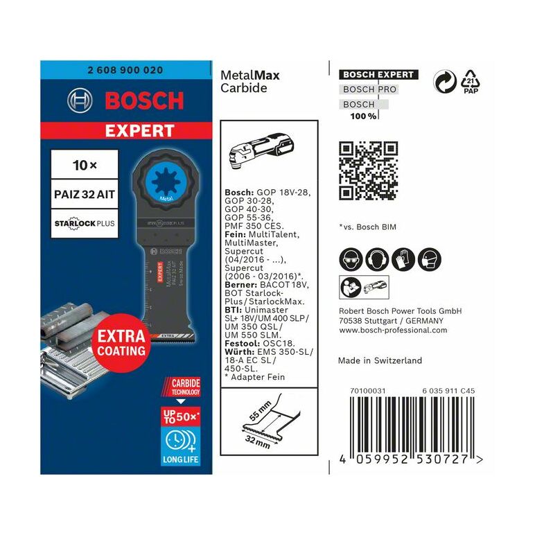 Bosch EXPERT StarlockPlus Carbide Extra Tauchsägeblatt Metal PAIZ32AIT 10Stk (2 608 900 020), image _ab__is.image_number.default
