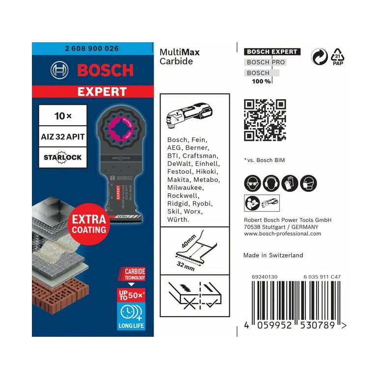 Bosch EXPERT Starlock Carbide Extra Tauchsägeblatt MultiMaterial AIZ32APIT 10Stk (2 608 900 026), image _ab__is.image_number.default