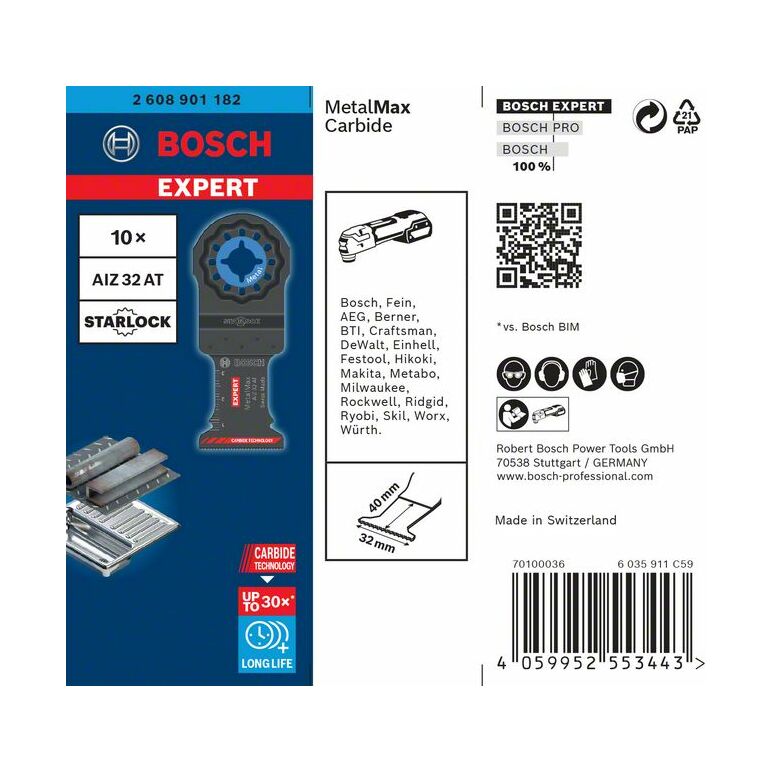 Bosch EXPERT Starlock Carbide Tauchsägeblatt Metal AIZ32AT 10Stk (2 608 901 182), image _ab__is.image_number.default