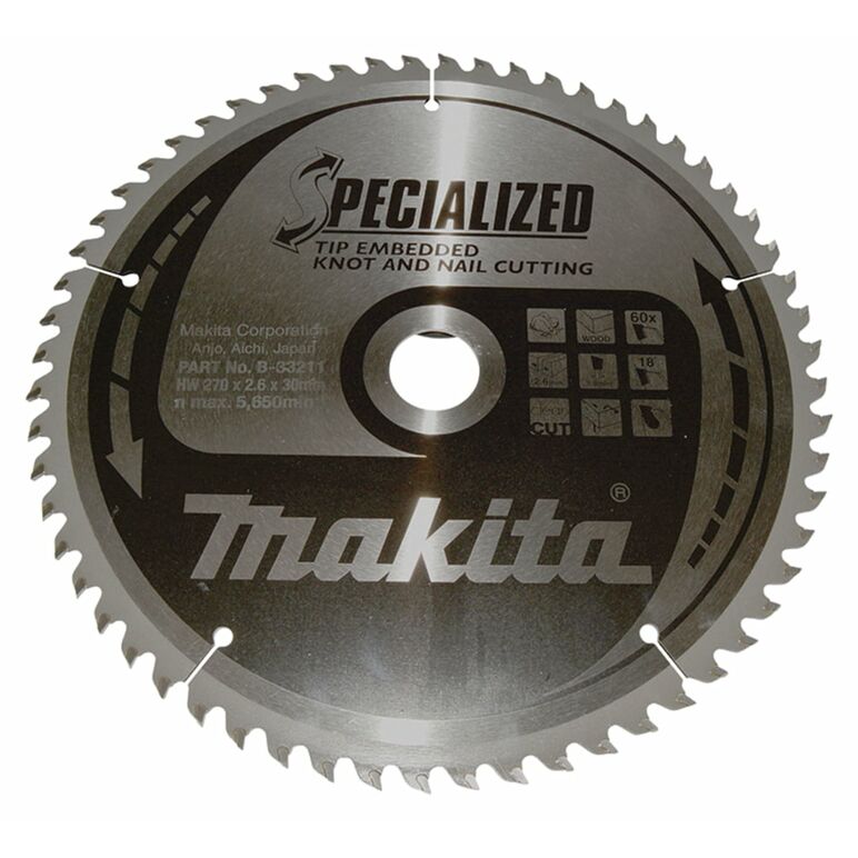 Makita B-33211 SPECIALIZED Sägeb.270x30x60Z, image 