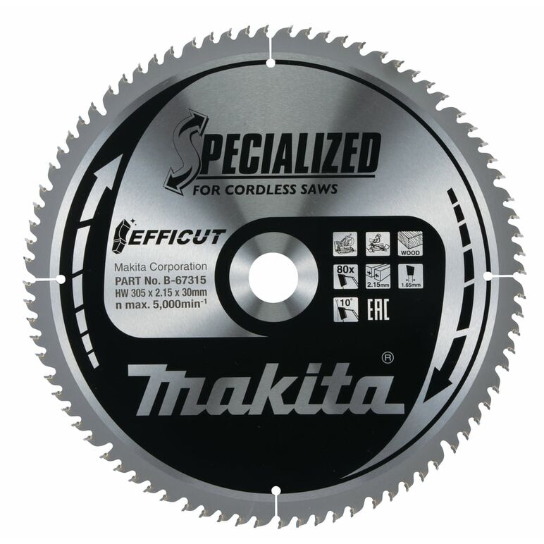 Makita B-67315 Sägeblatt 305x2,15x30, 80Z EFFICUT, image 