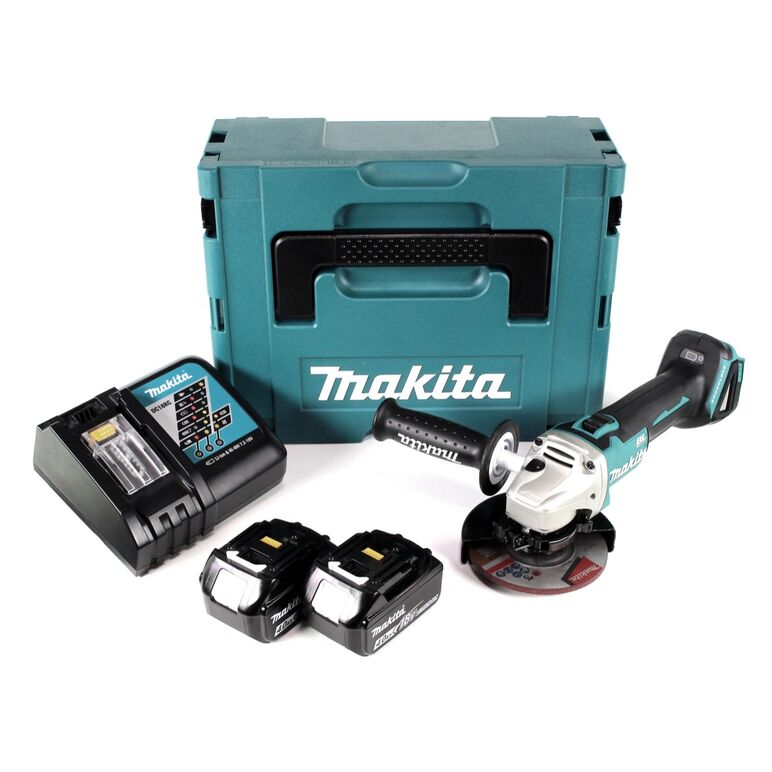 Makita DGA504RMJ Akku-Winkelschleifer 18V Brushless 125mm 125mm + 2x Akku 4,0Ah + Ladegerät + Koffer, image 