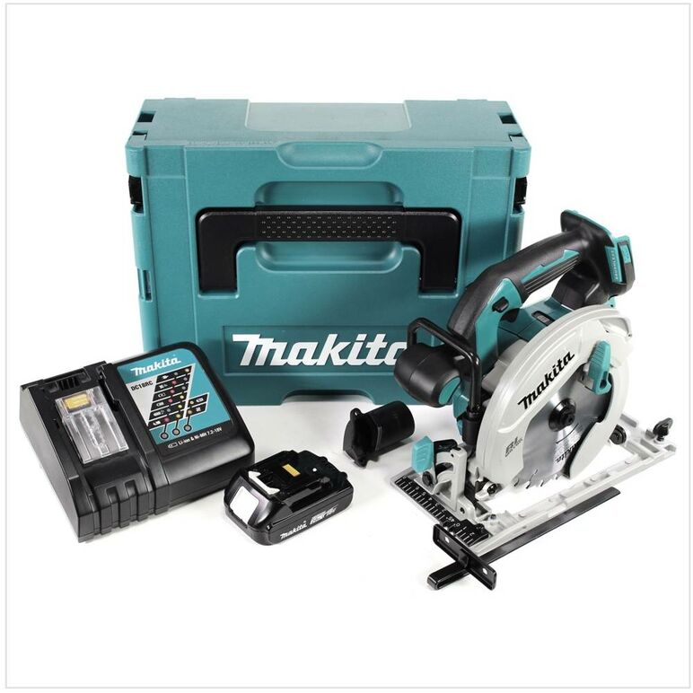 Makita DHS680RA1J Akku-Handkreissäge 18V Brushless 165mm + Parallelanschlag + 1x Akku 2,0Ah + Ladegerät + Koffer + Sägeblatt, image 